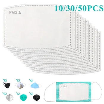 

10/30/50PCS Disposable Mask Pad 5 Layer Masks Filter Replacement Filtering Breathable Pad