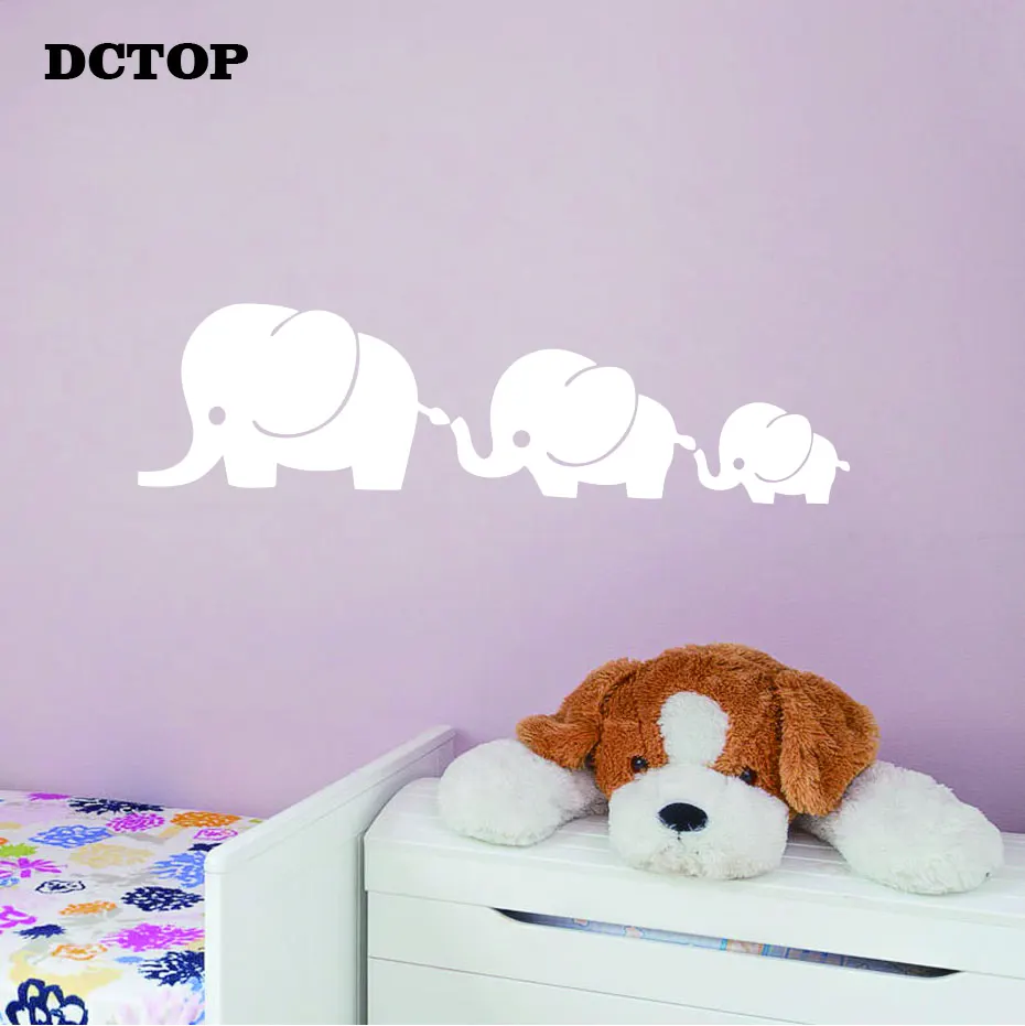 Nursery Cute Elephant Family and Baby Wall Stickers Animal Art Vinyls Decorative Decals for Kids Children's Room Door Home Mural (3)