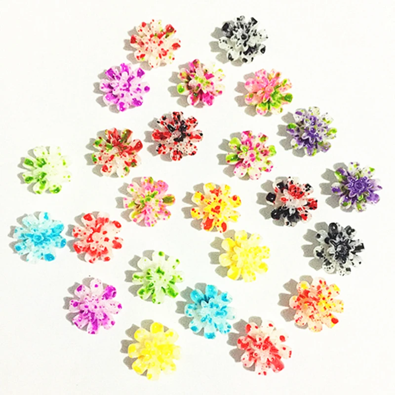 

100Pcs 8mm mix Resin Flowers Decoration Crafts Flatback Cabochon For Scrapbooking Kawaii Cute Diy Accessories