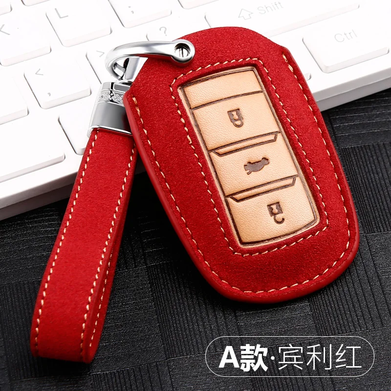 

Key cover Leather car key case for Changan CS75 2018 Zinc alloy Key bag cover Holder Decoration protection Auto Key Case for Car