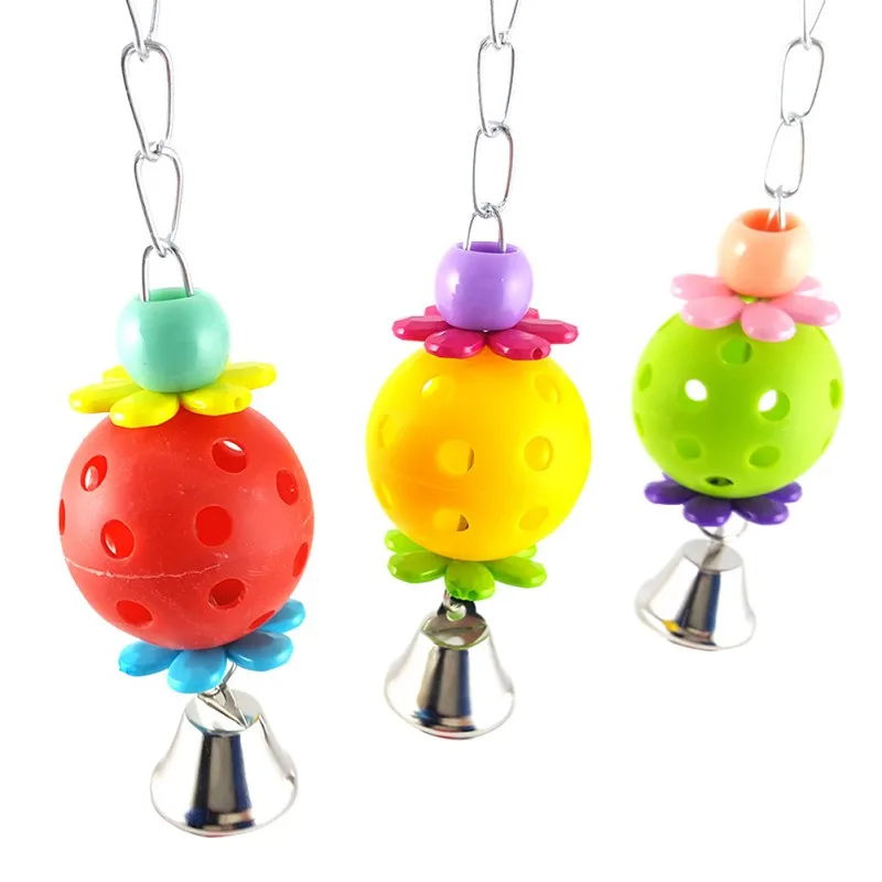 Hot Parrot Toys Pet Bird Bites Climb Chew Toys Parakeet Hanging Swing Bell Pet Toy Bird Calopsita Hanging Bridge Chain