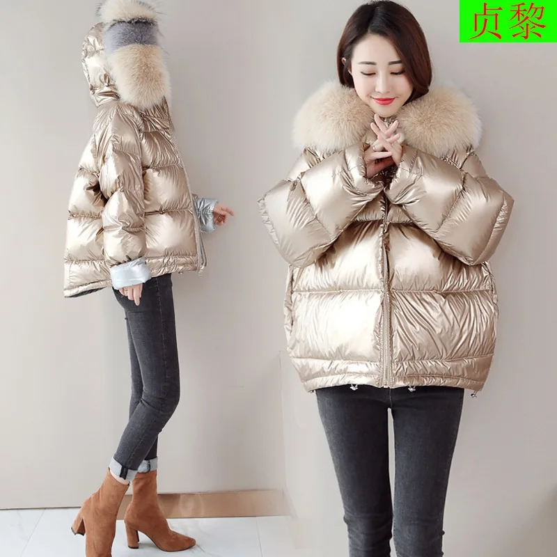 

2018 Winter New Style WOMEN'S Dress CHIC Short Significantly Higher Short down Coat Bright Surface down Cotton Clothes Small Cot