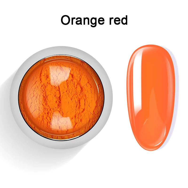 1 коробка порошок неонового пигмента 8 цветов для ногтей флуоресцентный градиентный блеск пыль DIY украшения для ногтей Пудра для ногтей - Цвет: orange red