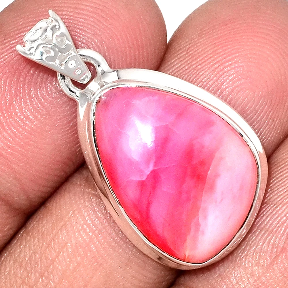 

Genuine PINK OPAL Pendant 925 Sterling Silver, Total Length : 32.5 mm, AP7063