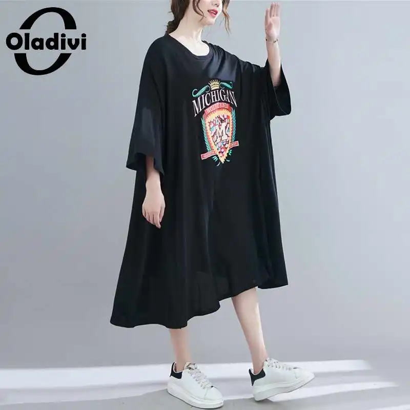 Платье Oladivi женское хлопковое в стиле оверсайз удобная повседневная свободная