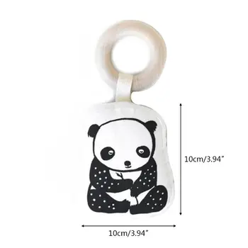 

Newborn Baby Teether Wood Ring Cartoon Animal Cotton Filling Teething Soother