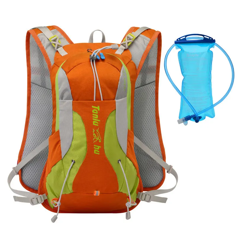 Orange add 2L Рюкзак для велоспорта, сумка для бега, гидратационная упаковка, 15л, спортивные сумки, многофункциональные водонепроницаемые бутылки для воды, карманные, походные, унисекс - Цвет: Orange add 2L