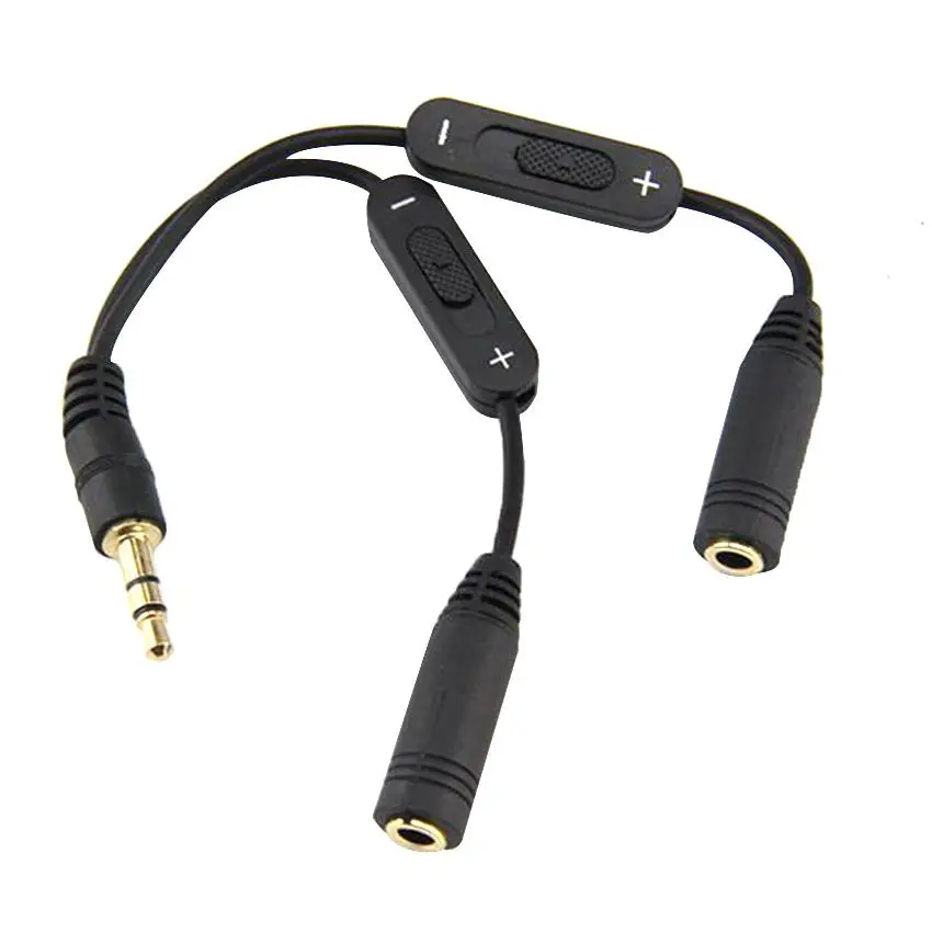 3 5 jack Splitter Male to 2 Female Jack 3 5mm Stereo Audio Cable Y Splitter Adapter Volume Control Headphone Phone AUX Cable