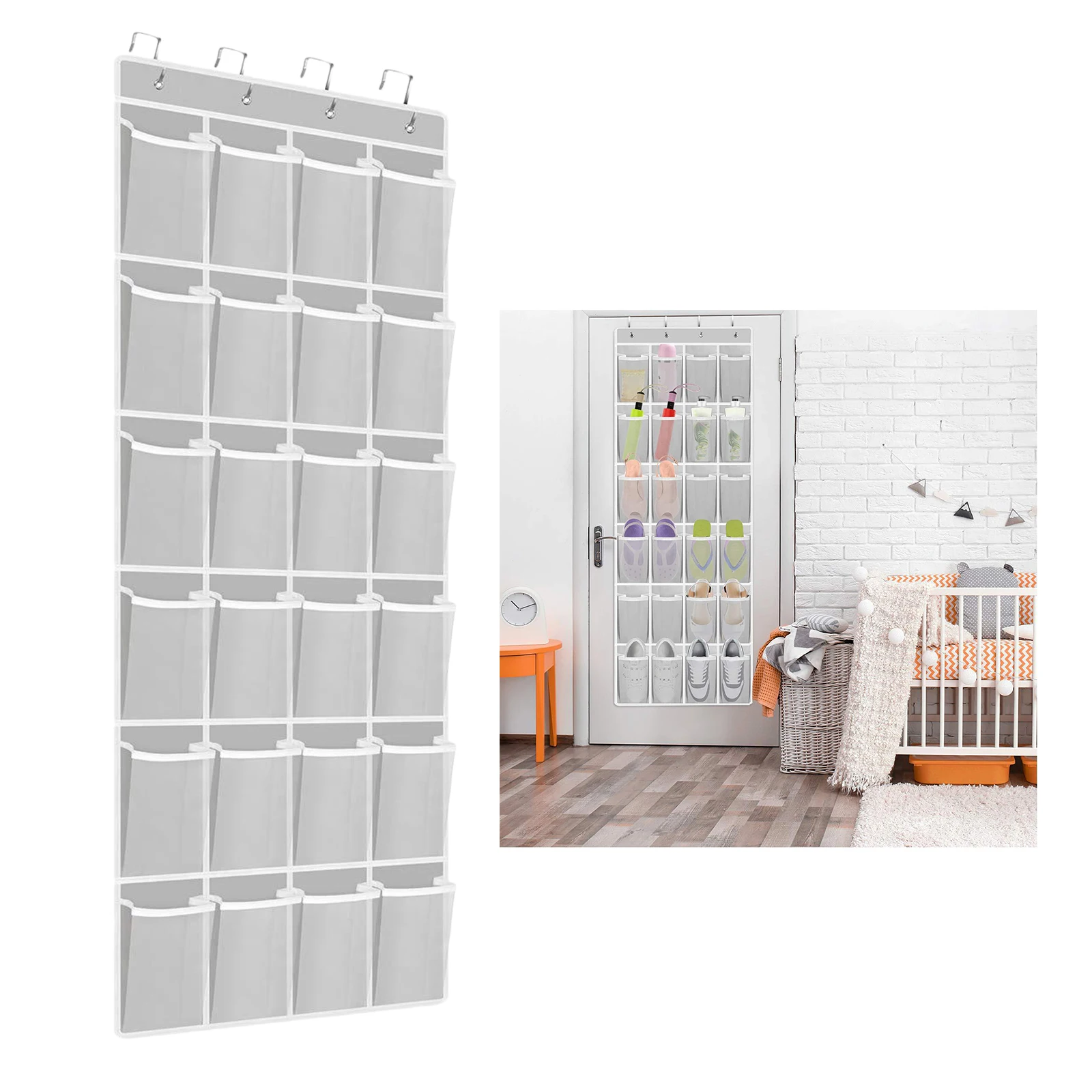 24 Pockets Hanging Over Door Shoe Organizer Storage Rack Bag Hanger w/4 Hook 24 Pockets Hanging Over Door Shoe Organizer Storage Rack Bag Hanger w/4 Hook
