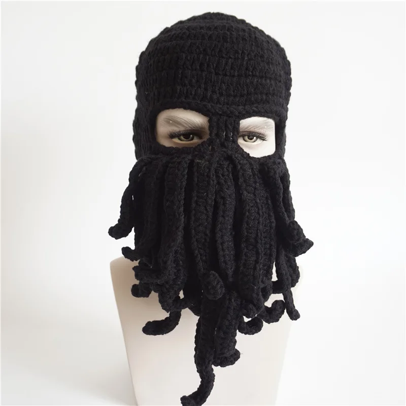 Экспресс Хэллоуин гротеск шляпы осьминога Осень Зима хип-хоп прилива для мужчин и женщин творческие в масках вязаные шерстяные шапки