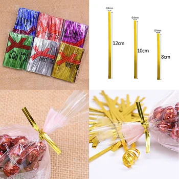 

Gold Silver Purple Red Green Blue 8/10/12cm Christmas Metal Cable Ties Candy Lollipop Biscuit Bread Gift Bags Sealing Twist Ties