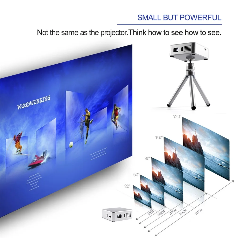 Mini Projector E05 Android 4.4 Quad-Core CPU WIFI TV Box HD LED DLP Multimedia Projectors 1GB RAM 8GB ROM 3 Colors