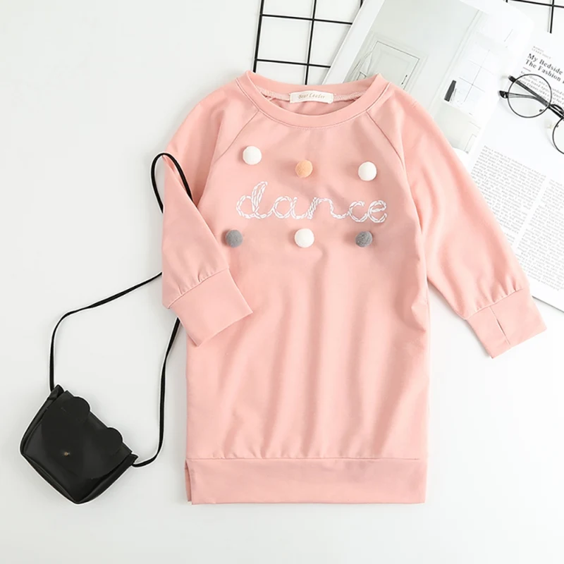 Милое весенне-осеннее повседневное модное платье для новорожденных девочек с надписью и длинными рукавами