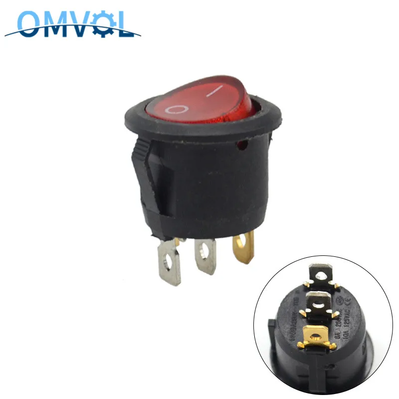 1 шт. вкл/выкл 3 Шпильки Круглый выключатель рокера с 220V лампы