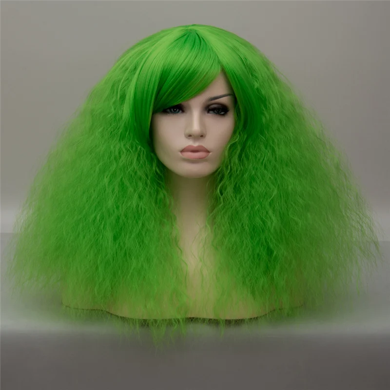 Synthetic Afro Wig for Women African Dark Brown Black Red Green Color Short Wig Cosplay Hair