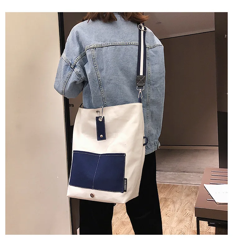 

JIULIN 2019 new canvas shopping bags hit multiple bags with large single shoulder slanting women's bags