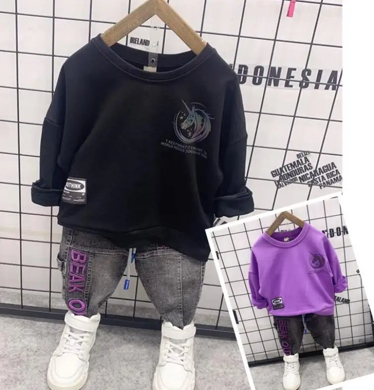 

Autumn Infant New Clothing Suit Boys Reflective Sweater + jeans 2pcs Outfits Set 2-6Y Baby Boys Clothesset Baby Boy Clothing Set
