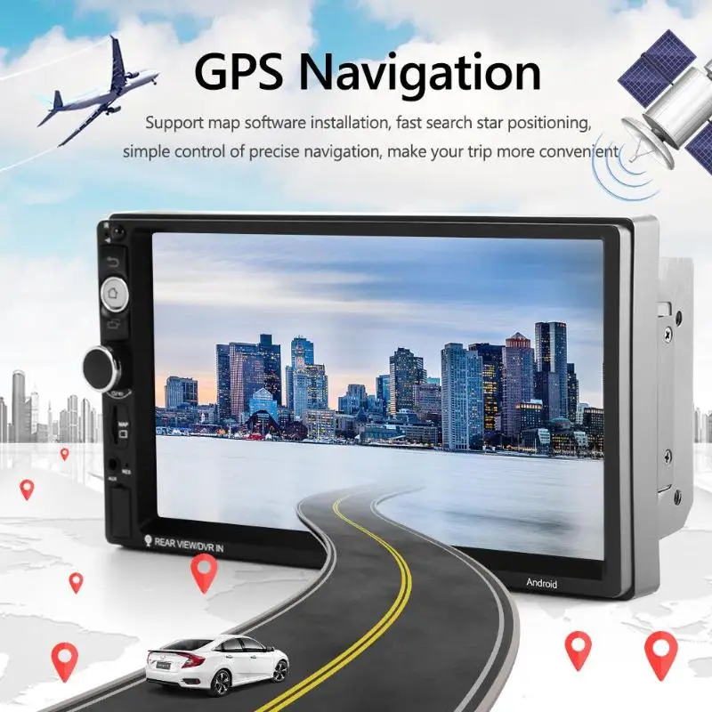  2 Din Autoradio 7 zoll Android 9.0 Auto Stereo WiFi GPS Navigation USB AUX Bluetooth 41 FM AM RDS A