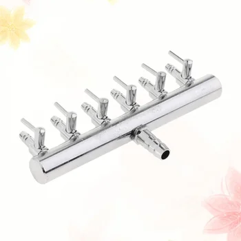 

6 Heads Straight Angle Air Valve Connector Stainless Steel Inline Tubing for Aquarium Fish Tank
