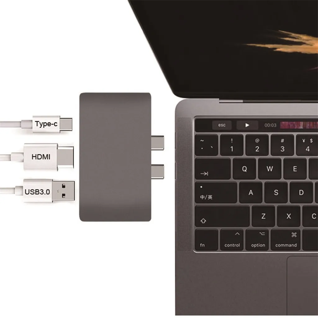USB C концентратор для Мульти USB 3,0 HDMI 4K HD адаптер USB-C 3 док-станция с PD разветвитель 3 порта Thunderbolt Компьютерные аксессуары z0801