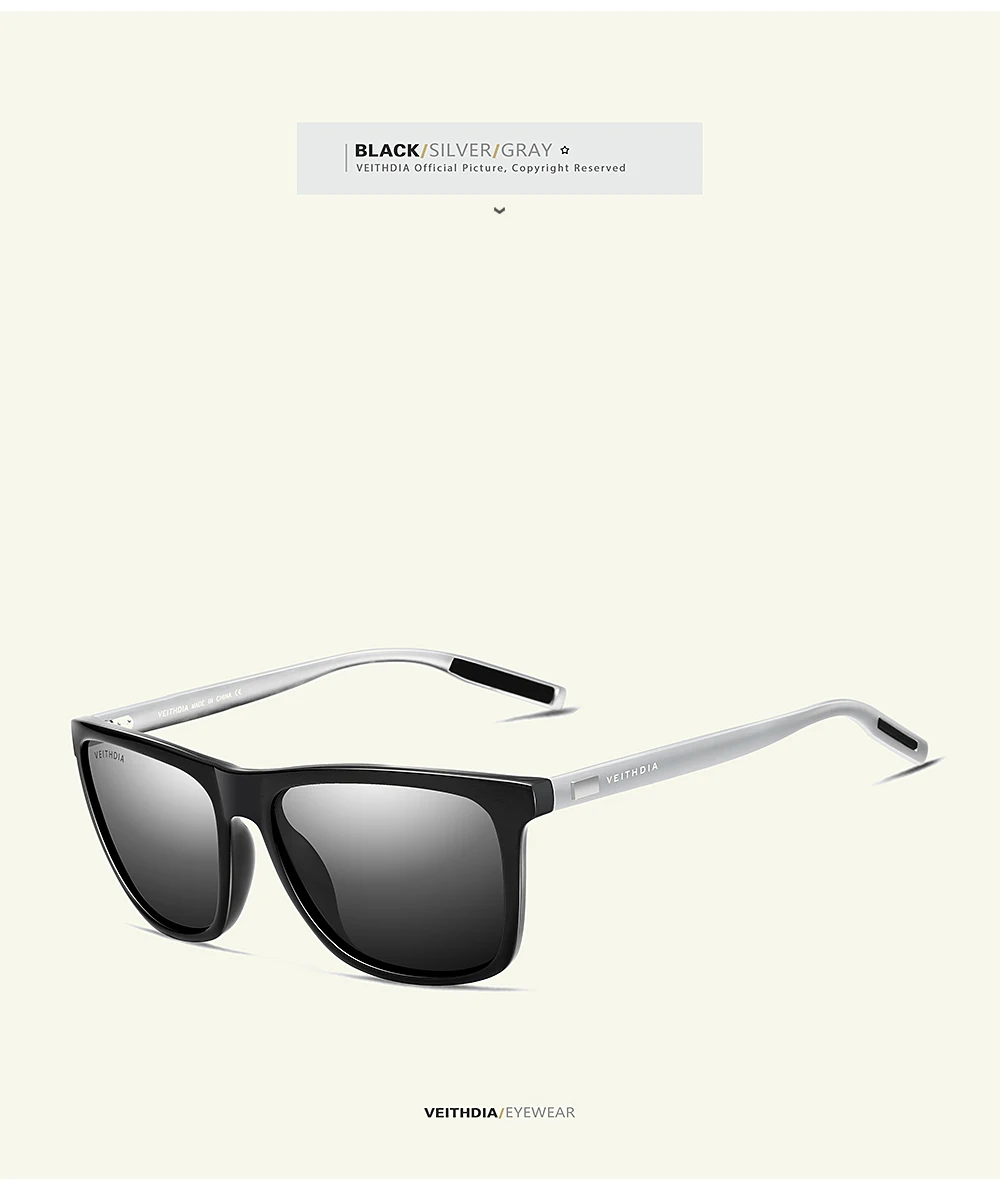Бренд veithdia Мужские Винтажные Квадратные Солнцезащитные очки поляризованные UV400 Линзы Аксессуары Солнцезащитные очки для мужчин V6108