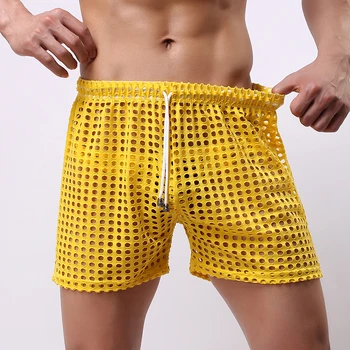 

Men's Shorts Summer Sexy Perspective Loose And Comfortable Mesh Hollow Pajamas Nylon Summer Shorts