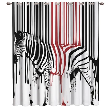

Funny Animal Paint Splash Zebra Room Curtains Large Window Curtain Lights Blackout Curtains Kitchen Fabric Indoor Decor Kids