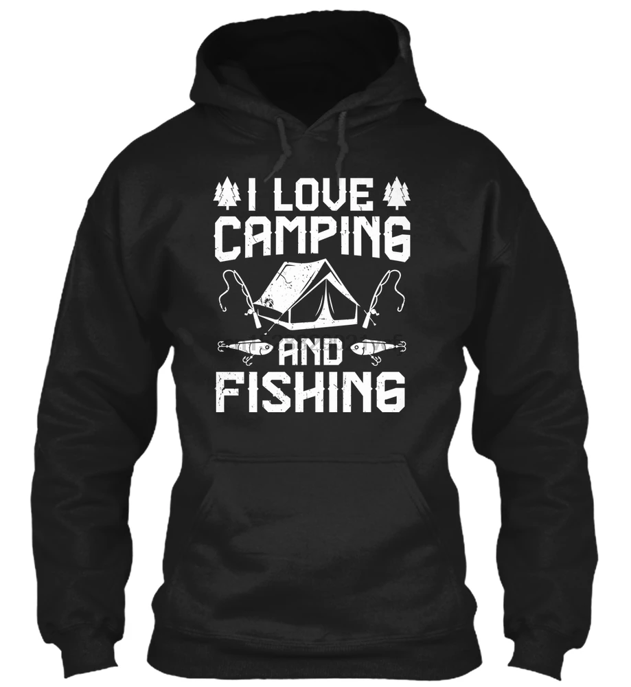 Мужская толстовка с длинным рукавом I LOVE CAMPING AND FISHING (1) женская уличная одежда |
