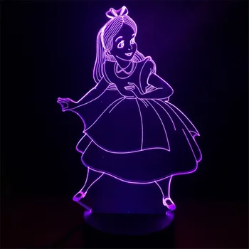

Disney Princess Alice LED Night Lamp for Children 3D Colorful LED Decorative Table Night Light for Kids Bedroom Christmas Gifts
