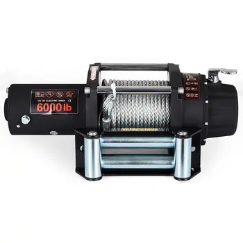 

Electric Winch Hoist Steel Cable 12V Cable Winch 6000lbs Electric Winch Gear Train with Remote Control