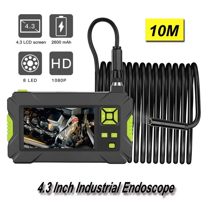 

Mini Camera Industrial Endoscope HD 1080P Borescope 4.3" Inspection Snake Camera 8mm Lens Endoscope 10m Hard Cable Endoscopy