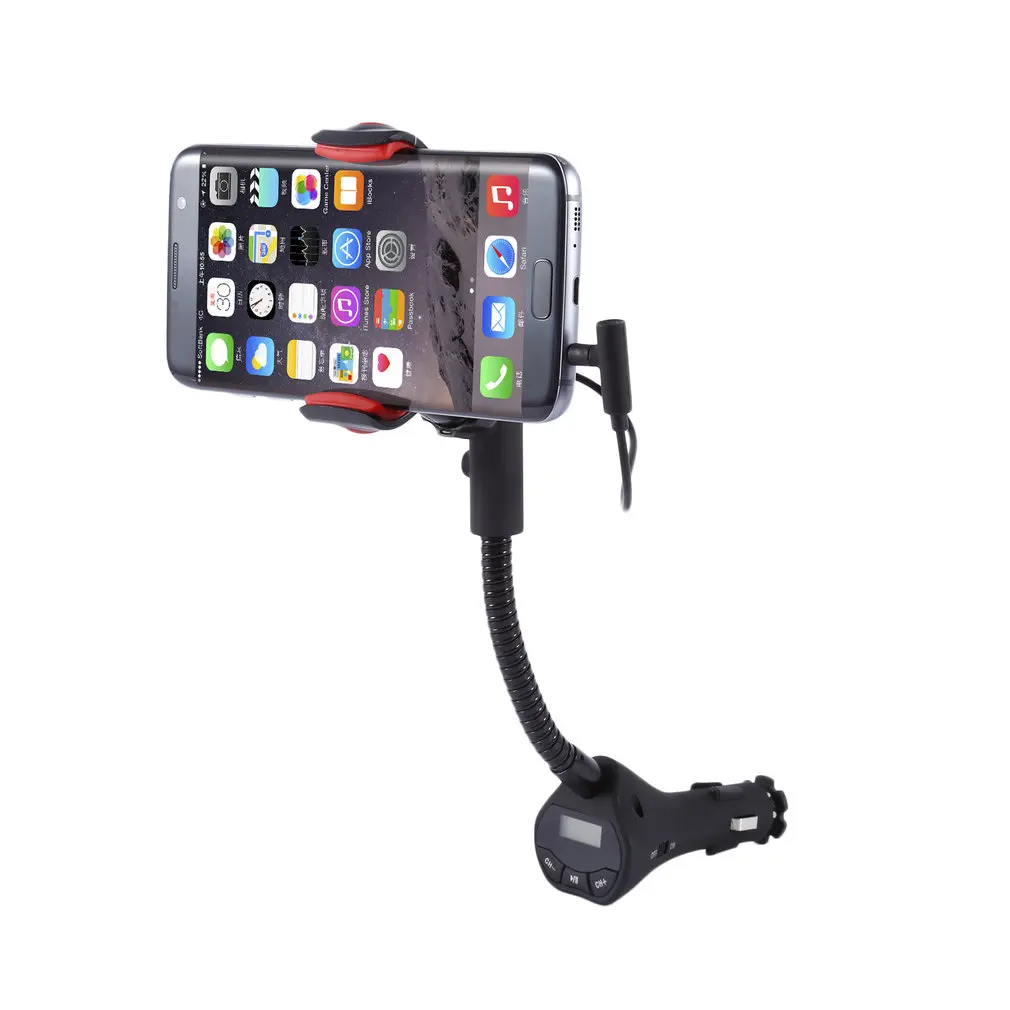  Universal 360 Ratation Cradle Car Mount Clip Phone Holder with USB Car Charger & FM Transmitter for