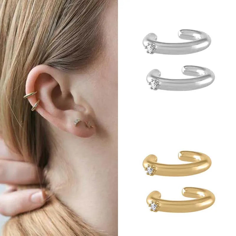 

ISUEVA Gold Filled Ear Cuff 1 Pcs Charming Line Zircon Clip On Earrings Ear Cuff Without Piercing Earrings Jewelry Women