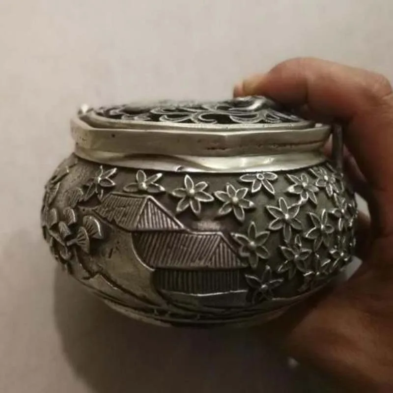 Тибетская Серебряная кукла и китайский дракон сочетание статуя руки теплее