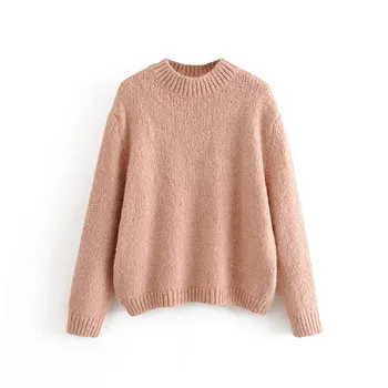 

Huaxiafan Loose Comfortable Sweaters Women Fashion Casual O Neck Sweater Women Elegant Long Sleeve Sweaters for Female Ladies