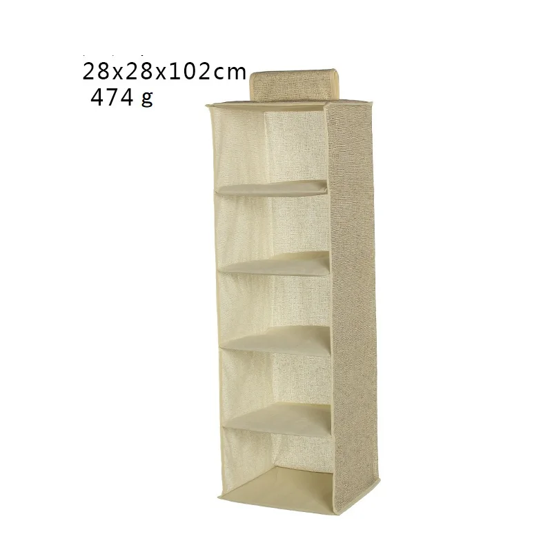 5 Layer-Beige Hanging Wardrobe Organizer Bag Drawer Storage Box for Clothes Underwear Sock Bra - Цвет: 5 Layer-Beige
