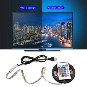 

TV Backlight USB LED Strip Light Decoration Diode Lamp Tape TV Desktop Screen RGB Bias Lighting with Remote Control 0.5M/1M/2M