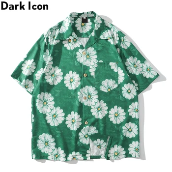 

Dark Icon Daisy Hand Paiting Hawaiian Shirt Men Women 2020 Summer Vintage Street Fasion Men's Shirts Man Clothing