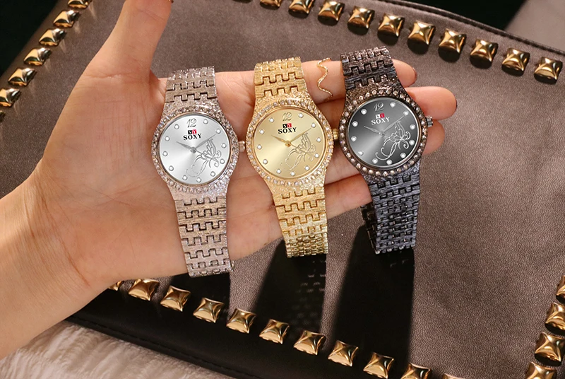 Новые женские часы-браслет модные стразы женские часы цветок Бабочка Изысканные повседневные женские часы