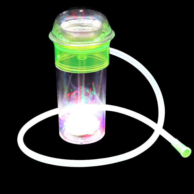 Пластик бутылочный кальян Переносной кальян с светодиодный свет силиконовая трубка для кальяна калауд Мини Кальян наргиль аксессуары - Цвет: Green