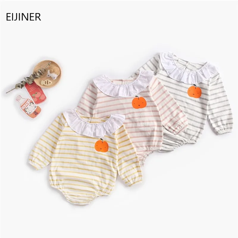 

2020 New Spring Summer Baby Girl Rompers Newborn Baby Clothes Toddler Long Sleeve Turndown Baby Romper Jumpsuit One-Pieces