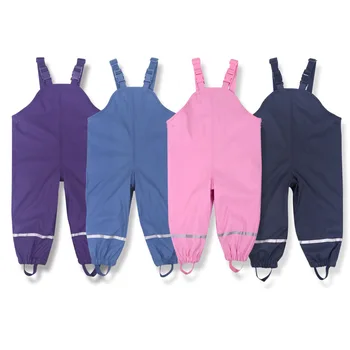 

Children Waterproof Overalls Autumn Winter Baby Boys Girls Trousers 1-7Y Kids Ski Pants Plus Velvet Outdoor Rain Pants