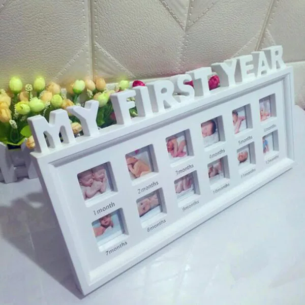 New Kids Birthday Gift My First Year Baby 12 Months Picture Photo Frame Display Newborn Photo Frame Picture Home Decor Ornaments - Цвет: White