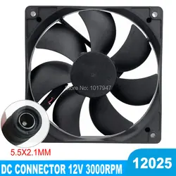 Gdstime – connecteur de ventilateur de refroidissement sans balais, 120mm 12V 12025 12CM, 2 pièces, double roulement à billes 
