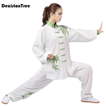 

2019 women chinese wushu uniform jiu jitsu kung fu tai chi suit female tang suit embroidery martial arts performance sets