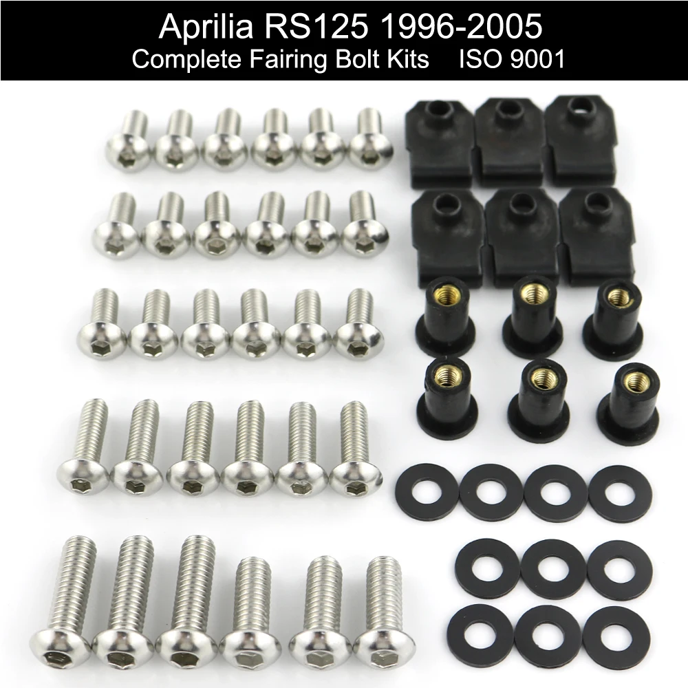 

For Aprilia RS125 1996 1997 1998 1999 2000 2001 2002 2003 2004 2005 Complete Full Fairing Bolts Kit Clips Screws Stainless Steel