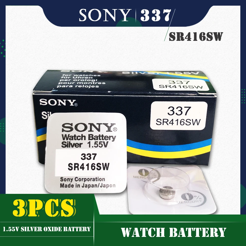 3 шт./лот оригинальный аккумулятор для SONY 337 SR416SW 1 55 в с серебряными оксидными