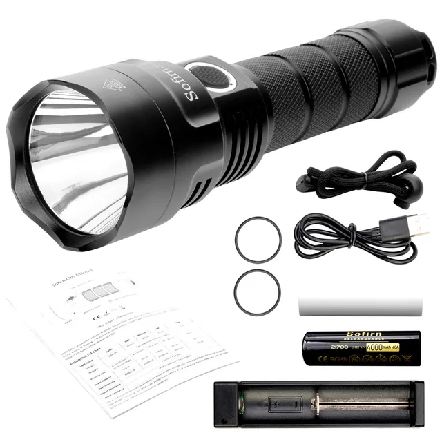 Sofirn C8G Powerful 21700  LED Flashlight SST40 2000lm 18650 Torch with ATR 2 Groups Ramping Indicator with battery charger