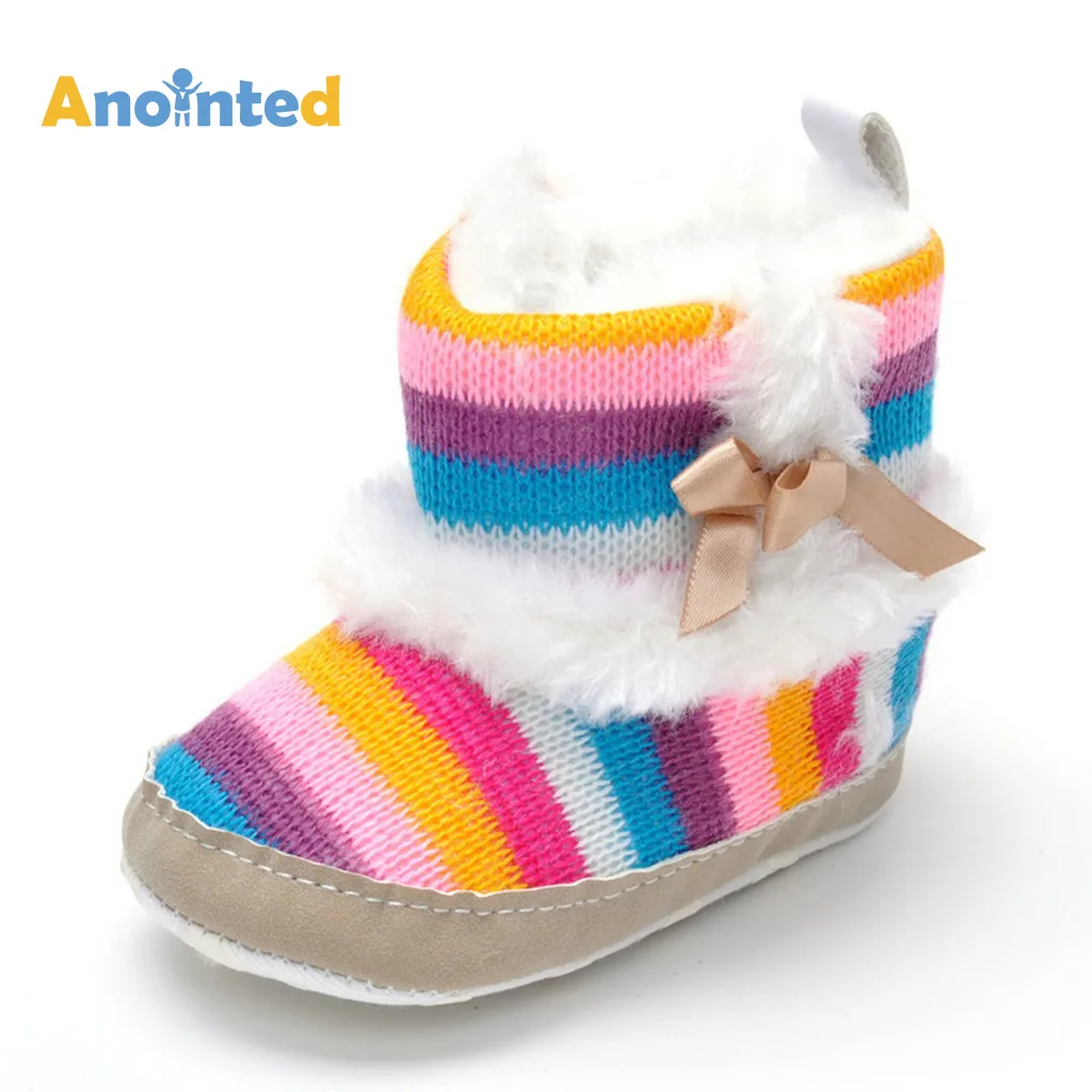 

2018 Winter plus Velvet Color Yarn Warm 0-1-Year-Old Baby Cotton Boots BABY'S Shoes Hot Selling