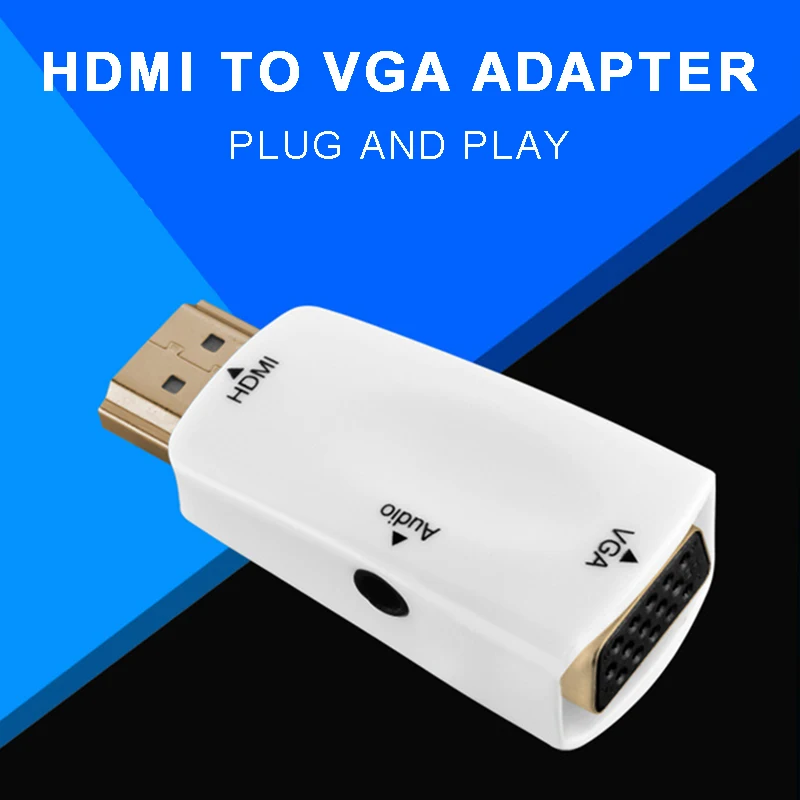 

POHIKS 1pc HD 1080P Audio Cable Converter Male to Female HDMI to VGA With 3.5mm Audio Cable For PC Laptop TV Box Projector